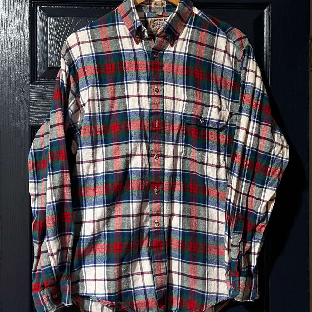 London Fog Outdoors VTG Men's Plaid Shirt - Red, Green, Blue M